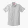 Short Sleeve Striped Industrial Work Shirt Thumbnail